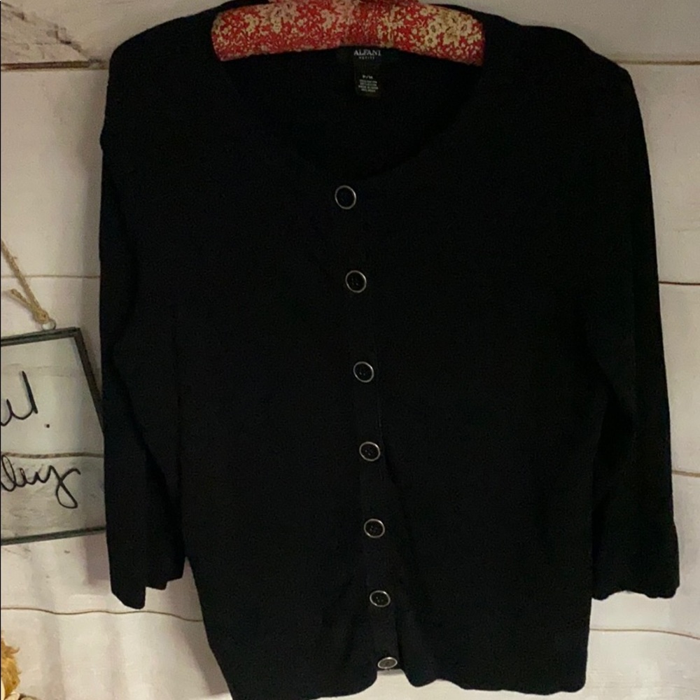 Alfani; Black; Sweater; Cardigan; Top; P/M